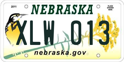 NE license plate XLW013