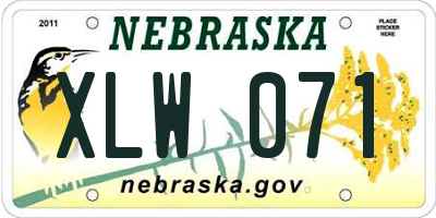 NE license plate XLW071