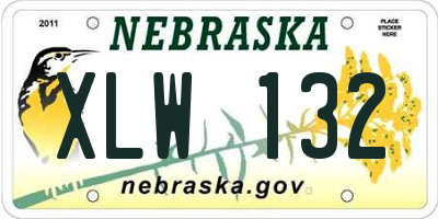 NE license plate XLW132