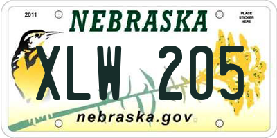 NE license plate XLW205