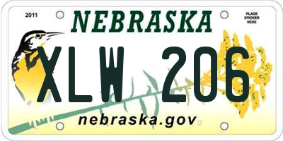NE license plate XLW206