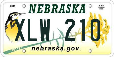 NE license plate XLW210