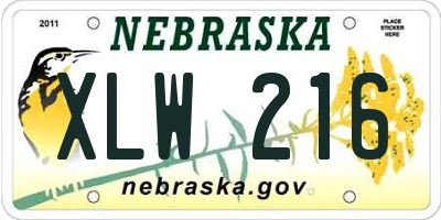 NE license plate XLW216