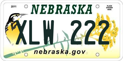 NE license plate XLW222
