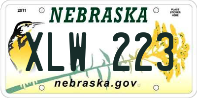 NE license plate XLW223