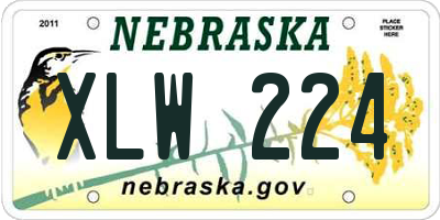 NE license plate XLW224