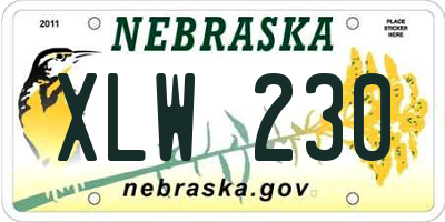 NE license plate XLW230