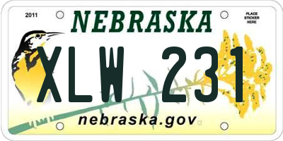 NE license plate XLW231