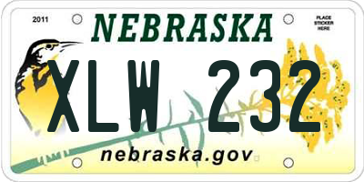 NE license plate XLW232
