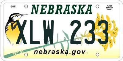 NE license plate XLW233
