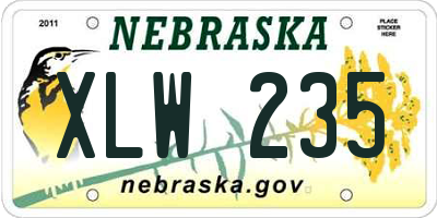 NE license plate XLW235