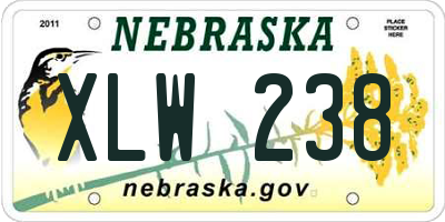 NE license plate XLW238
