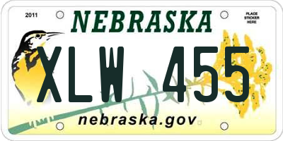 NE license plate XLW455