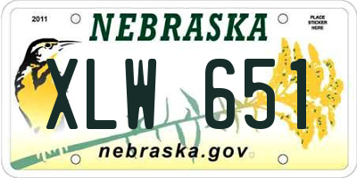 NE license plate XLW651