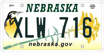 NE license plate XLW716