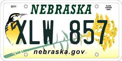 NE license plate XLW857