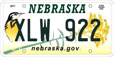 NE license plate XLW922