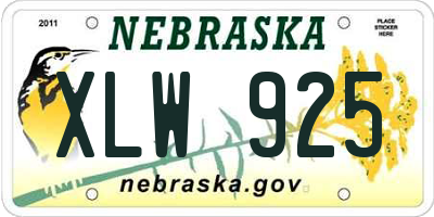 NE license plate XLW925