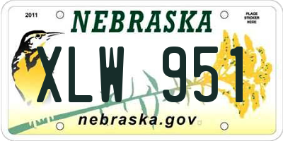 NE license plate XLW951