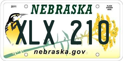 NE license plate XLX210