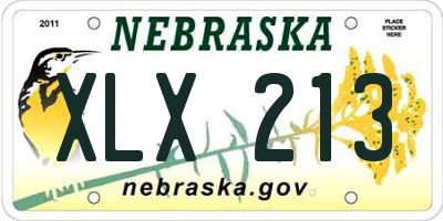 NE license plate XLX213