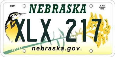 NE license plate XLX217