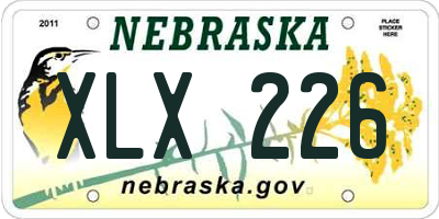 NE license plate XLX226