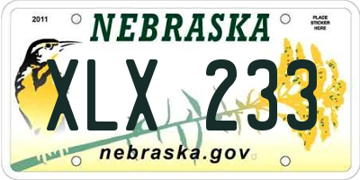 NE license plate XLX233