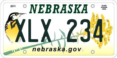 NE license plate XLX234