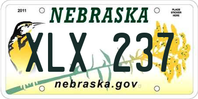 NE license plate XLX237