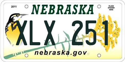 NE license plate XLX251