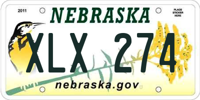 NE license plate XLX274