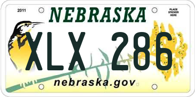 NE license plate XLX286