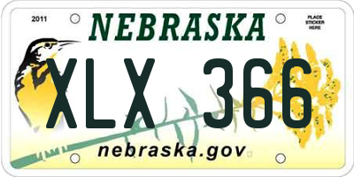 NE license plate XLX366