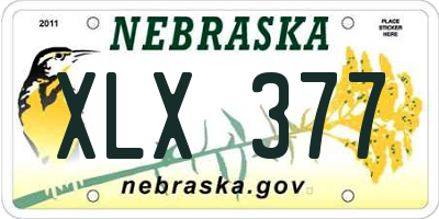NE license plate XLX377