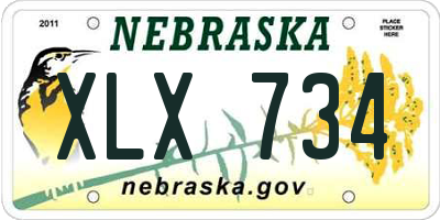 NE license plate XLX734