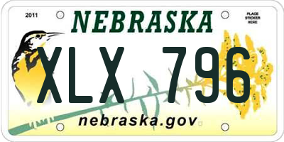 NE license plate XLX796