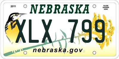 NE license plate XLX799