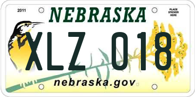NE license plate XLZ018