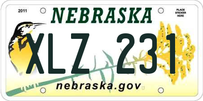 NE license plate XLZ231