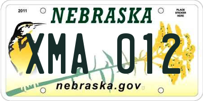 NE license plate XMA012