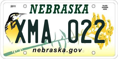 NE license plate XMA022