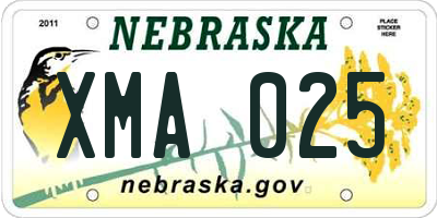 NE license plate XMA025