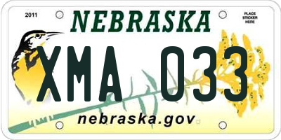NE license plate XMA033