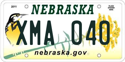 NE license plate XMA040