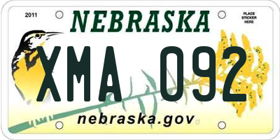 NE license plate XMA092