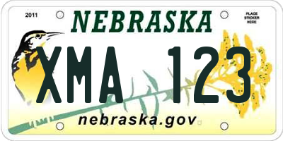 NE license plate XMA123
