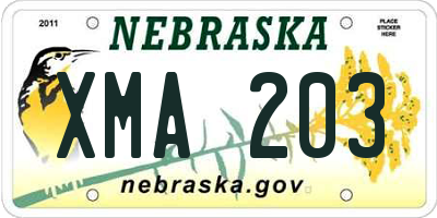 NE license plate XMA203