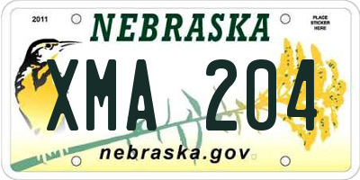 NE license plate XMA204