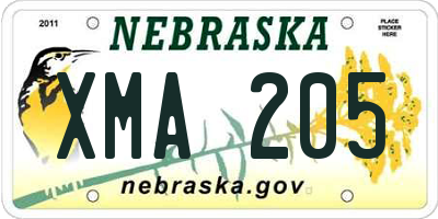 NE license plate XMA205